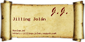 Jilling Jolán névjegykártya